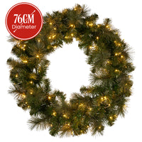Christabelle 76cm Battery-operated Split Christmas Wreath Glittery Gold Pine