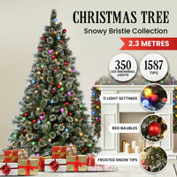 Swishmas Snowy Bristle 2.3m Multicolour Pre-Lit Christmas Tree with 1587 Tips