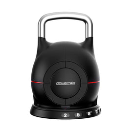 Powertrain Adjustable Kettlebell 20kg 7 in 1 Weight Selection Set w/Quick One Hand Adjustment Secure Locking System