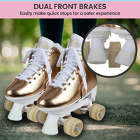 Circle Society Adjustable Quad Kids Roller Skates In Metallic Rose Gold