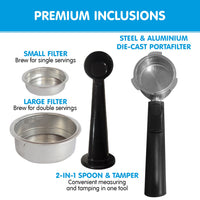 Pronti CM-850D Coffee Machine 20 Bar Espresso Maker with Milk Frother and 1.25L Tank