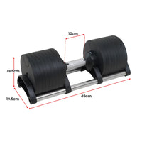 Powertrain Eon 45kg Adjustable Dumbbell Home Gym 9 Strength Training Safety Lock System For Building & Fitness Workouts