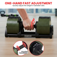 Powertrain Eon Dial-Up 45KG Adjustable Dumbbell - Green