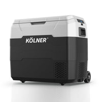 Kolner 50l Fridge Freezer Cooler 12/24/240v Camping Portable Refrigerator With Trolley - Black