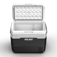 Kolner 50l Fridge Freezer Cooler 12/24/240v Camping Portable Refrigerator With Trolley - Black