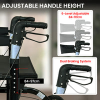 Orthonica Aluminium 2-in-1 Rollator Wheelchair with Foldable Frame – Black & Silver