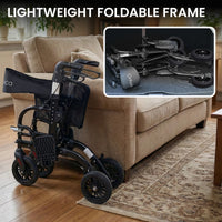 Orthonica Aluminium 2-in-1 Rollator Wheelchair with Foldable Frame – Black & Silver