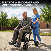 Orthonica Aluminium 2-in-1 Rollator Wheelchair with Foldable Frame – Black & Silver