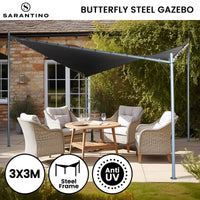 Wallaroo 3x3m Butterfly Steel Gazebo - Charcoal