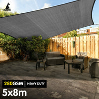 Wallaroo 280gsm Outdoor Sun Shade Sail Canopy Grey - 5m X 8m