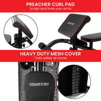 Powertrain Multi Station Home Gym With 68kg Weights Preacher Curl Pad