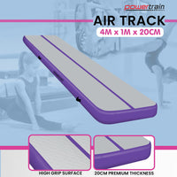 Powertrain Airtrack 20cm Thick 4m x 1m Inflatable Gymnastics Tumbling Mat Air Track - Purple