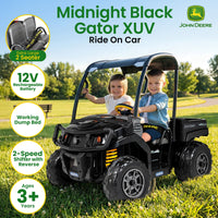 John Deere Midnight Black Gator XUV Kids Ride On Car Dual Seat 12V Battery