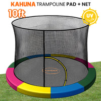 Kahuna 10ft Trampoline Pad and Net - Rainbow