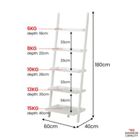 Sarantino Aster 5-Tier Ladder Shelf in White