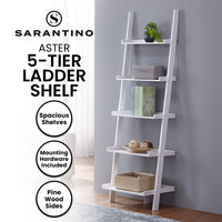 Sarantino Aster 5-Tier Ladder Shelf in White