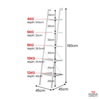 Sarantino Amelia 5-Tier Ladder Shelf in White