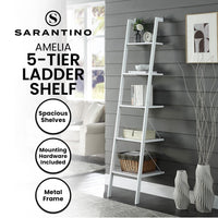 Sarantino Amelia 5-Tier Ladder Shelf in White