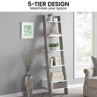Sarantino Mira 5-tier Ladder Shelf In White And Grey Oak