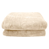 Laura Hill 800-gsm Faux Mink Throw Rug Blanket Queen Size Double-sided Large 220 X 240cm Heavy - Cream