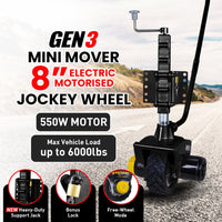 Mini Mover Gen3 12V 550W Electric Motorised Jockey Wheel - Black