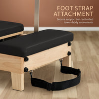 Powertrain Selina Pilates Reformer Machine Wooden Folding Multifunctional Home Gym Equipment with Jumpboard & Sitting Box Oak Black