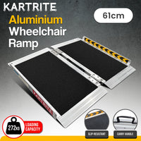 Kartrite Aluminium Wheelchair Ramp 2FT Mobility Ramp with High Grip Surface Safety Side Rails Locking Pin & Carry Handle