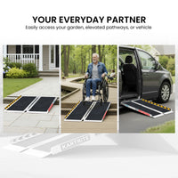 Kartrite Aluminium Wheelchair Ramp 2FT Mobility Ramp with High Grip Surface Safety Side Rails Locking Pin & Carry Handle