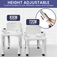 Orthonica Premium Adjustable Shower Chair with Armrests 158kg Capacity