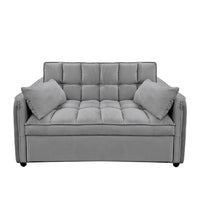 Sarantino Quincy 2-Seater Velvet Sofa Bed in Dark Grey with Wooden Frame and Tufted Design