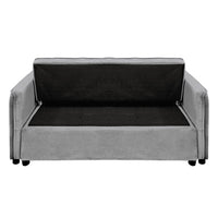 Sarantino Quincy 2-Seater Velvet Sofa Bed in Dark Grey with Wooden Frame and Tufted Design