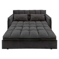 Sarantino Quincy 2-Seater Velvet Sofa Bed in Dark Grey with Wooden Frame and Tufted Design - Dark Grey