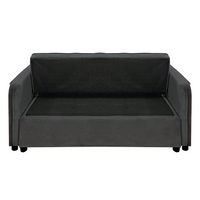 Sarantino Quincy 2-Seater Velvet Sofa Bed in Dark Grey with Wooden Frame and Tufted Design - Dark Grey