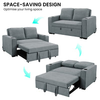 Sarantino Hoffman Linen Sofa Bed With Cushions & Cup Holders Dark Grey