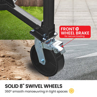 Kartrite Trailer Dolly Adjustable 2in Hitch Ball 1500kg Tongue Weight Capacity w/8in Swivel Wheels Steel Trailer Mover