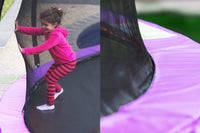 Classic 6ft Trampoline Free Ladder Spring Mat Net Safety Pad Cover Round Enclosure Basketball Set - Purple