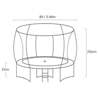 8ft Outdoor Orange Trampoline For Kids And Children Suited For Fitness Exercise Gymnastics With Safety Enclosure Basketball Hoop Set