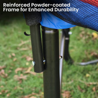 Kahuna 10 ft x 15 ft Oval Outdoor Trampoline with Reversible Rainbow & Orange Safety Pad Safety Net and Ladder