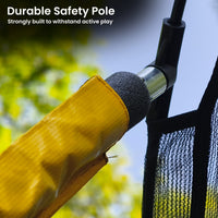 Kahuna 10 ft x 15 ft Oval Outdoor Trampoline w/ Basketball Set Reversible Rainbow & Orange Safety Pad Safety Net Ladder