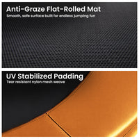 Kahuna 10 ft x 15 ft Oval Outdoor Trampoline L.E.D. Basketball Set Reversible Rainbow & Orange Safety Pad Safety Net Ladder