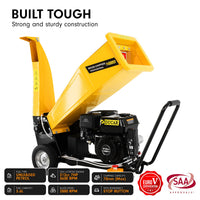 Ducar D70 7HP Wood Chipper Electric Start Shredder Mulcher Grinder Petrol in Yellow