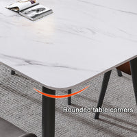 120x60cm Glossy Pandora Minimalist Slate Kitchen Dining Table Marble Lunch Dinner Table Solid Metal Legs