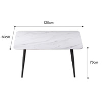 120x60cm Matte Grey Minimalist Slate Kitchen Dining Table Marble Lunch Dinner Table Solid Metal Legs