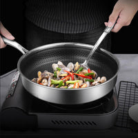 Stainless Steel Frying Pan Non-Stick Cooking Frypan Cookware 30cm Honeycomb Single Sided without lid