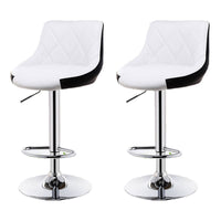 Bar Stools Kitchen Bar Stool Leather Barstools Swivel Gas Lift Counter Chairs x2 BS8403 White