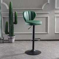 Bar Stools Kitchen Bar Stool Leather Barstools Swivel Gas Lift Counter Chairs x2 BS8405 Green