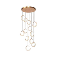BAMDECOR Moon Stair Chandelier Golden Luxury Villa Duplex Staircase Chandelier Apartment Revolving Loft Hollow Living Room (Dimmable Control)