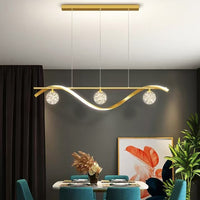 Luxury Hand Blown Glass LED Pendant Light 100cm Adjustable 3 Color Dimmable Remote Control for Dining Bar Living Room