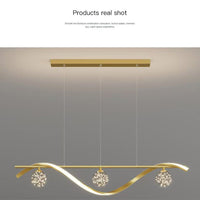 Luxury Hand Blown Glass LED Pendant Light 100cm Adjustable 3 Color Dimmable Remote Control for Dining Bar Living Room