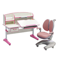 Height Adjustable Children Kids Ergonomic Study Desk Chair Set 120cm Pink AU